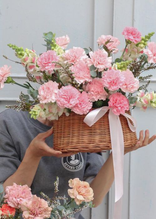 Giỏ hoa tươi đẹp - Hoa cẩm chướng 