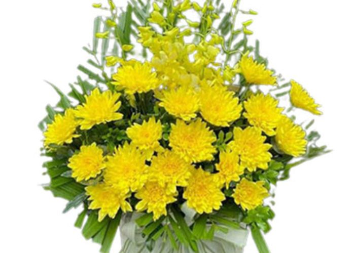 Giỏ hoa viếng đám tang - Hoa cúc Vàng 